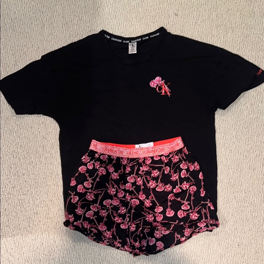 Calvin Klein Black and Pink Pajama Set